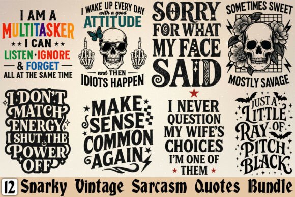 Download Snarky Vintage Sarcasm Quotes PNG Bundle - Premium Resources