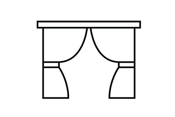 Download Twin Curtains out Line Livingroom Icon - Out line Collection