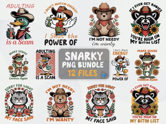 Download Snarky Western Animal Quotes PNG Bundle - Premium Resources