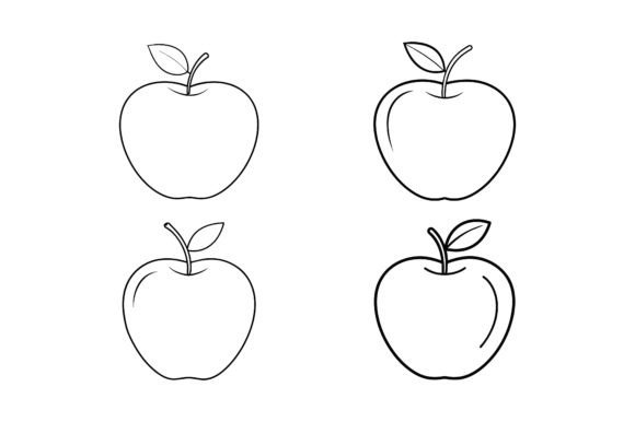 Download Out Line Apple Silhouette Set. - Out line Collection